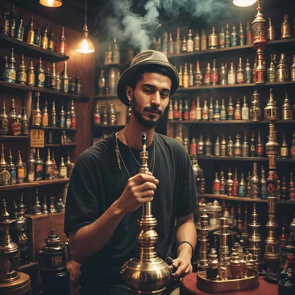 khách đang test shisha tại 1 cửa hàng