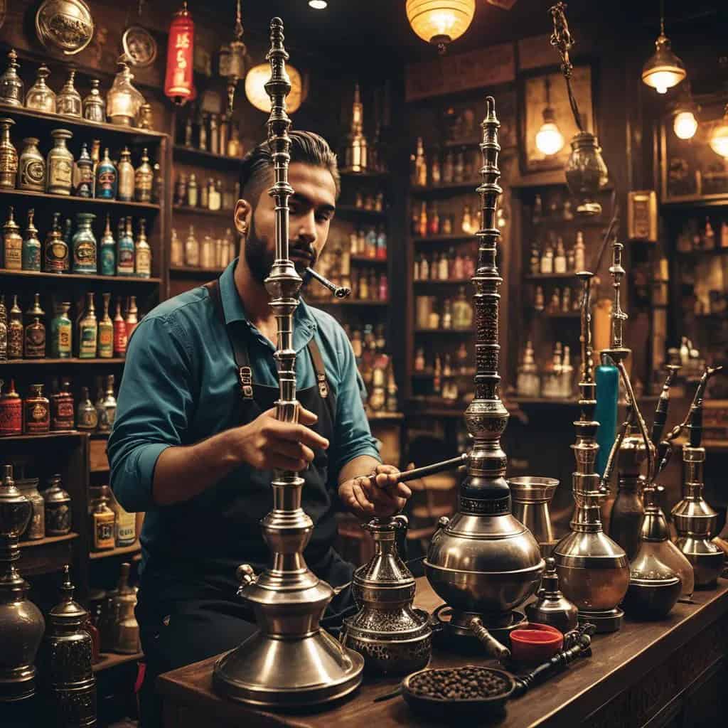 Kiểm tra bình shisha trước khi giao cho khách