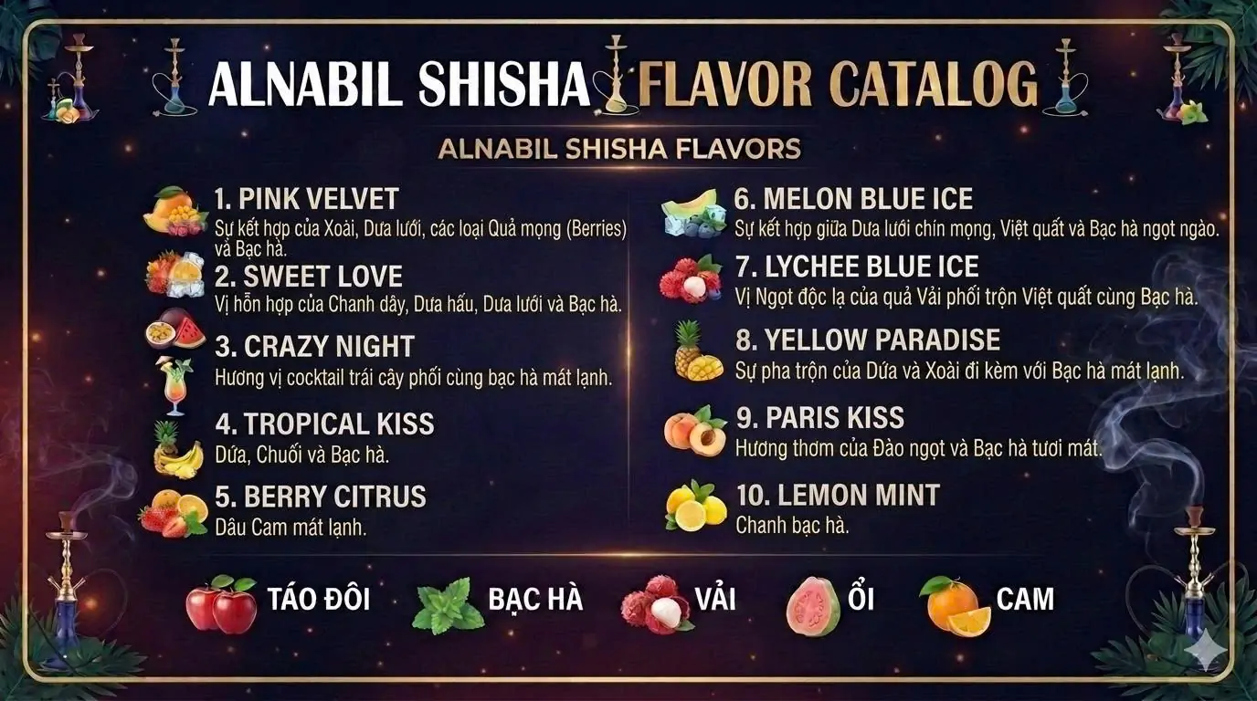 danh sách list shisha Alnabil 1